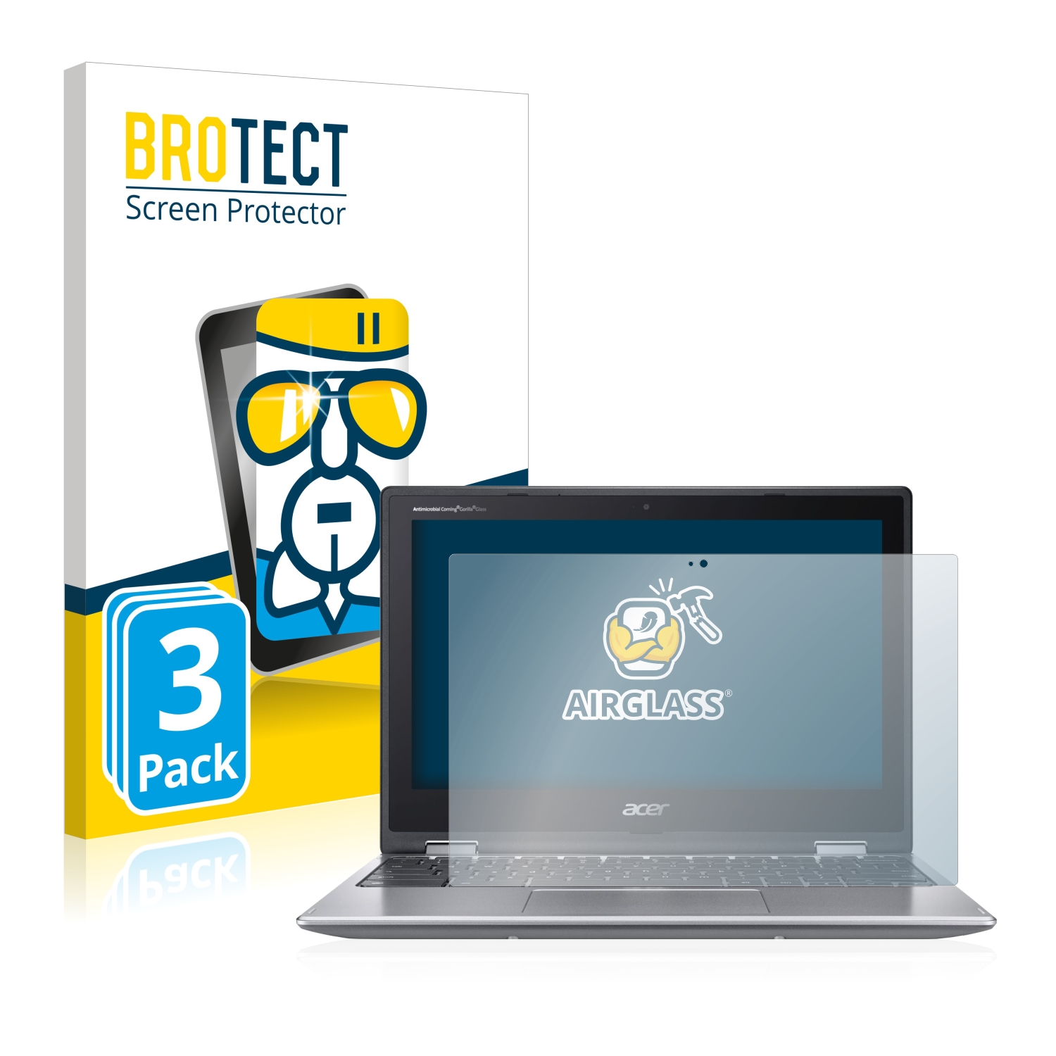3x BROTECT AirGlass čirá skleněná fólie pro Acer Chromebook 311