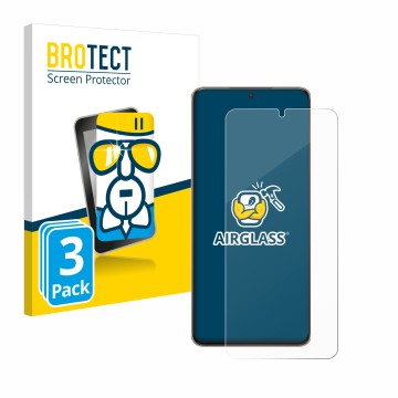 Vorderseite einer Produktverpackung mit dem Markenlogo BROTECT. Daneben ist das Gerät Samsung Galaxy S21 Plus 5G mit dem zugeh