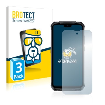 Front side of a product packaging with the brand logo BROTECT. Next to it is the device Doogee S59 Pro shown with the correspo