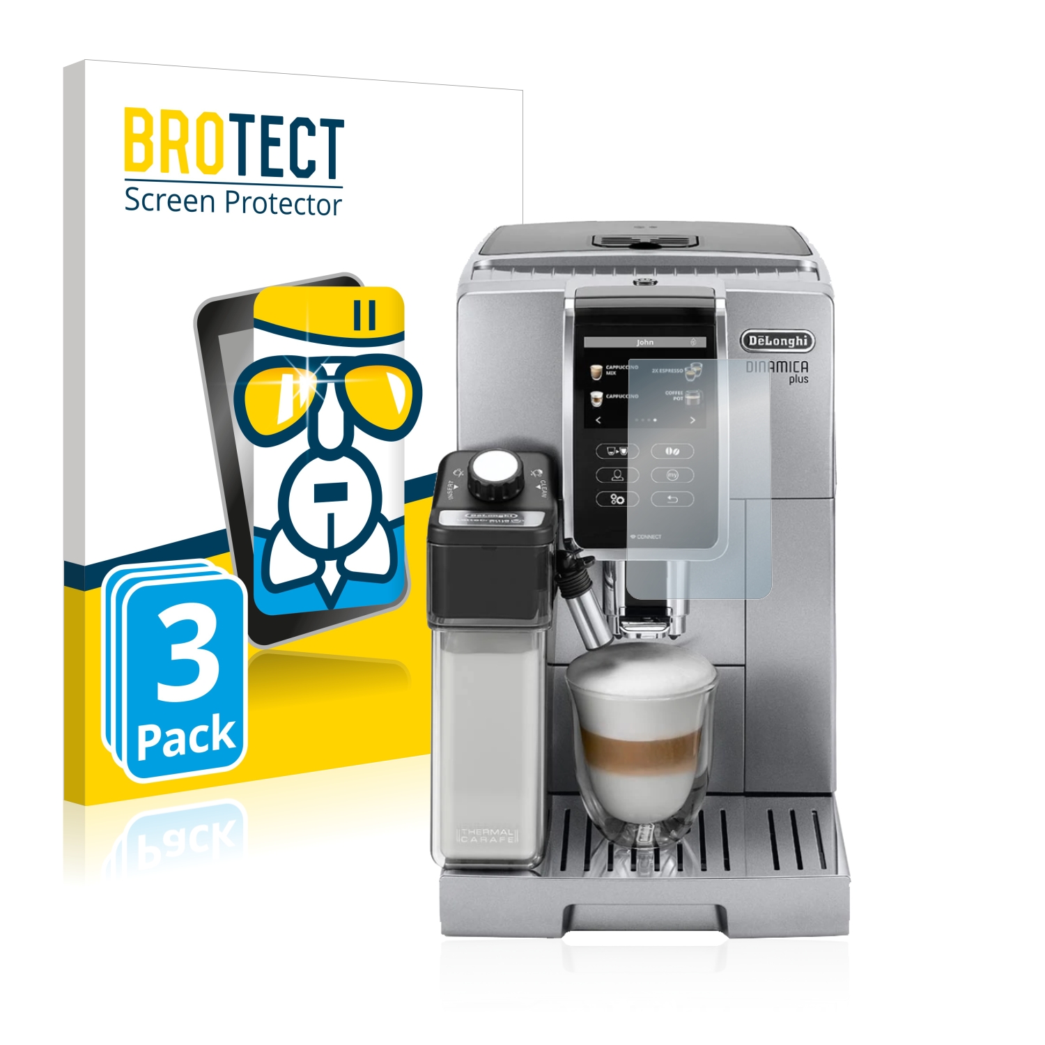 3x BROTECT AirGlass Panzerglasfolie für DeLonghi Dinamica Plus ECAM370.95.T  | schutzfolien24.de