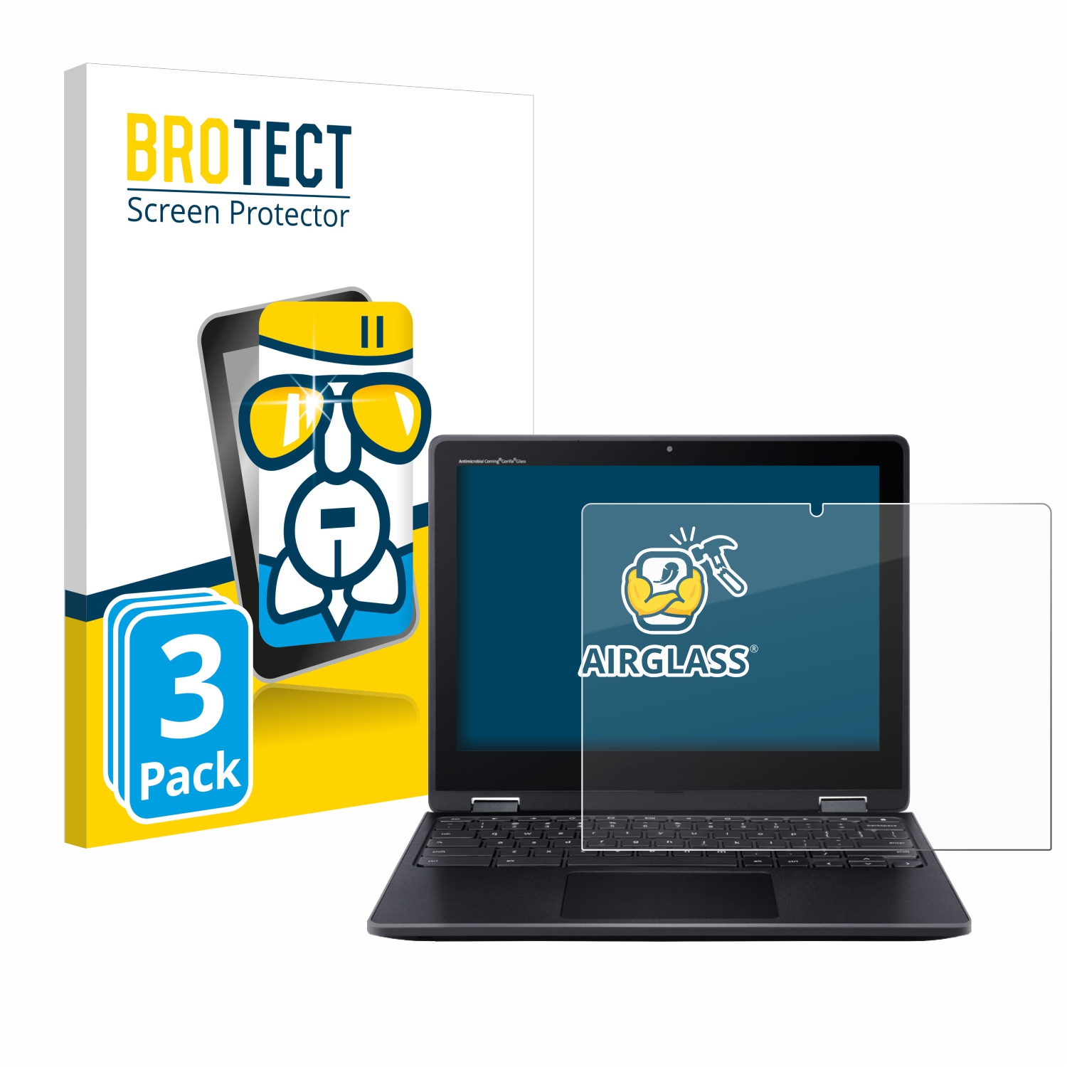 3x BROTECT AirGlass čirá skleněná fólie pro Acer Chromebook Spin 512