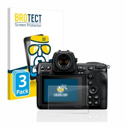 Front side of a product packaging with the brand logo BROTECT. Next to it is the device Nikon Z 8 shown with the corresponding