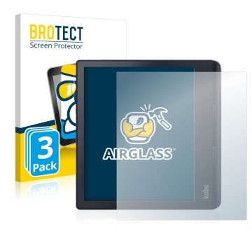 Front side of a product packaging with the brand logo BROTECT. Next to it is the device Kobo Sage shown with the corresponding
