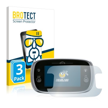 Front side of a product packaging with the brand logo BROTECT. Next to it is the device Fiat 500X Uconnect 7