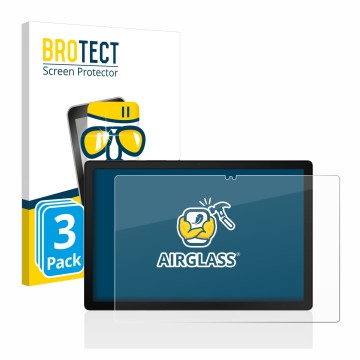 Front side of a product packaging with the brand logo BROTECT. Next to it is the device Samsung Galaxy Tab A8 WiFi shown with 