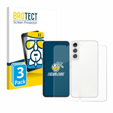 Parte frontal de un envase de producto con el logotipo de la marca BROTECT. Al lado se muestra el dispositivo Samsung Galaxy S