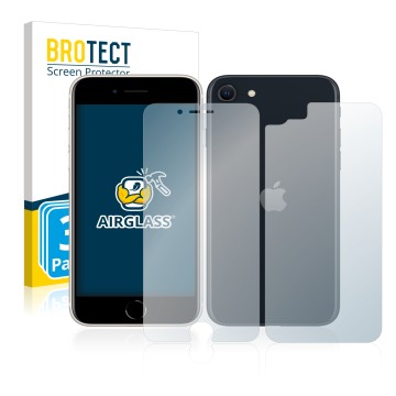 Parte frontale di una confezione del prodotto con il logo del marchio BROTECT. Accanto è raffigurato il dispositivo Apple iPho