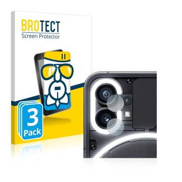Front side of a product packaging with the brand logo BROTECT. Next to it is the device Nothing Phone (1) (ONLY Camera Lens) s