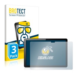 Parte frontal de un envase de producto con el logotipo de la marca BROTECT. Al lado se muestra el dispositivo Lenovo Tab M10 (