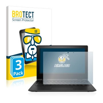 Parte frontal de un envase de producto con el logotipo de la marca BROTECT. Al lado se muestra el dispositivo HP Chromebook x3