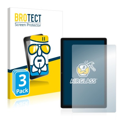 Front side of a product packaging with the brand logo BROTECT. Next to it is the device Blackview Tab 13 shown with the corres