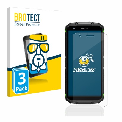 Front side of a product packaging with the brand logo BROTECT. Next to it is the device Doogee S41 Pro shown with the correspo