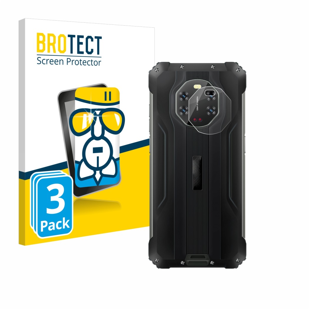 Vorderseite einer Produktverpackung mit dem Markenlogo BROTECT. Daneben ist das Gerät Blackview BL8800 5G (NUR Kameraschutz) m