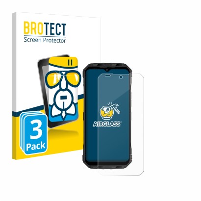 Face avant d’un emballage produit avec le logo de la marque BROTECT. À côté, l’appareil Doogee V Max est représenté avec la pr