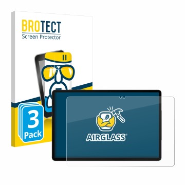 Face avant d’un emballage produit avec le logo de la marque BROTECT. À côté, l’appareil Samsung Galaxy Tab S9 WiFi est représe