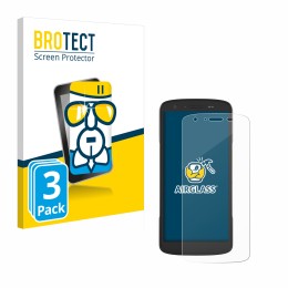 Vorderseite einer Produktverpackung mit dem Markenlogo BROTECT. Daneben ist das Gerät Zebra TC22 mit dem zugehörigen Displaysc