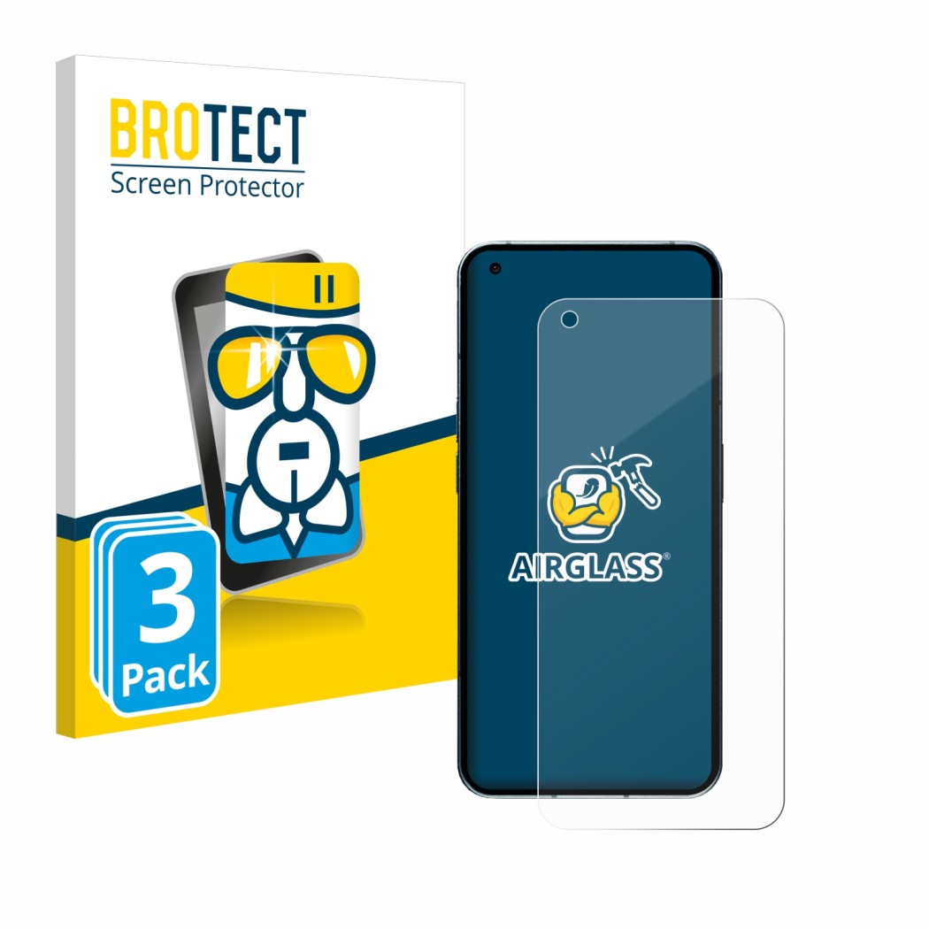 Front side of a product packaging with the brand logo BROTECT. Next to it is the device Nothing Phone (1) (case-friendly) show