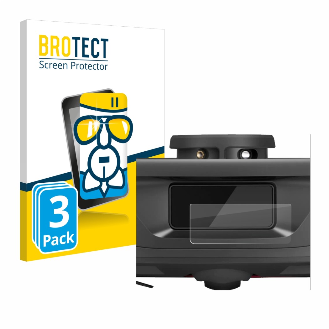 Front side of a product packaging with the brand logo BROTECT. Next to it is the device Roborock Q Revo (ONLY Camera) shown wi