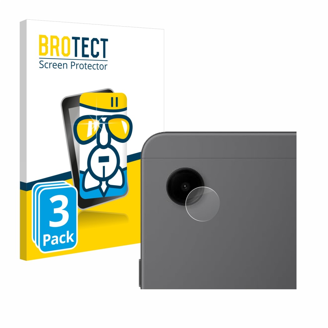Front side of a product packaging with the brand logo BROTECT. Next to it is the device Samsung Galaxy Tab A9 WiFi (ONLY Camer