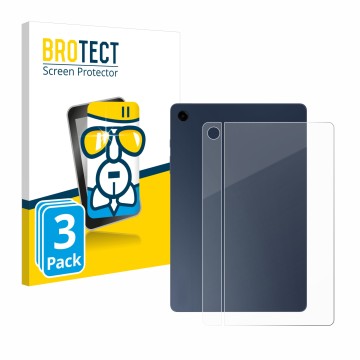 Vorderseite einer Produktverpackung mit dem Markenlogo BROTECT. Daneben ist das Gerät Samsung Galaxy Tab A9 Plus WiFi (Rücksei