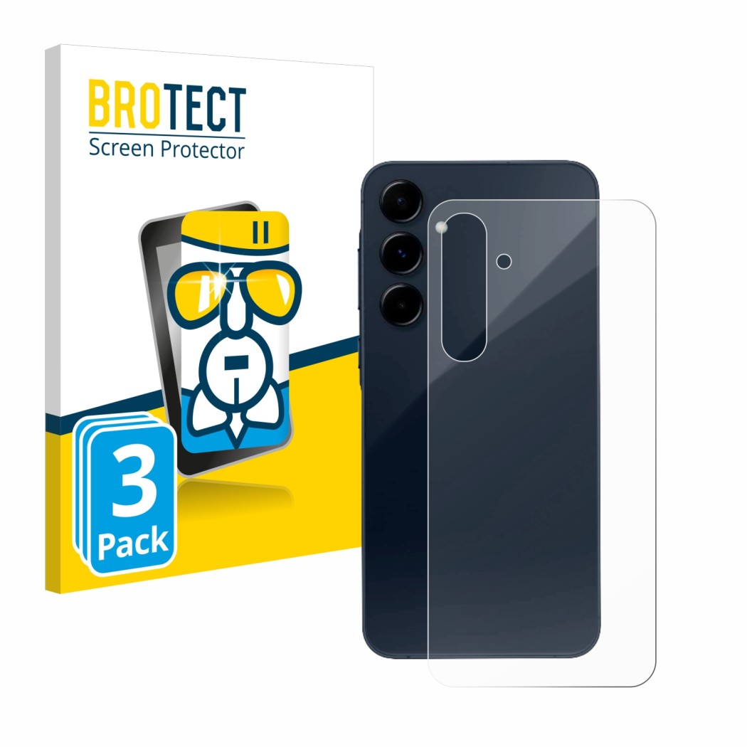 Front side of a product packaging with the brand logo BROTECT. Next to it is the device Samsung Galaxy A35 5G (Back) shown wit