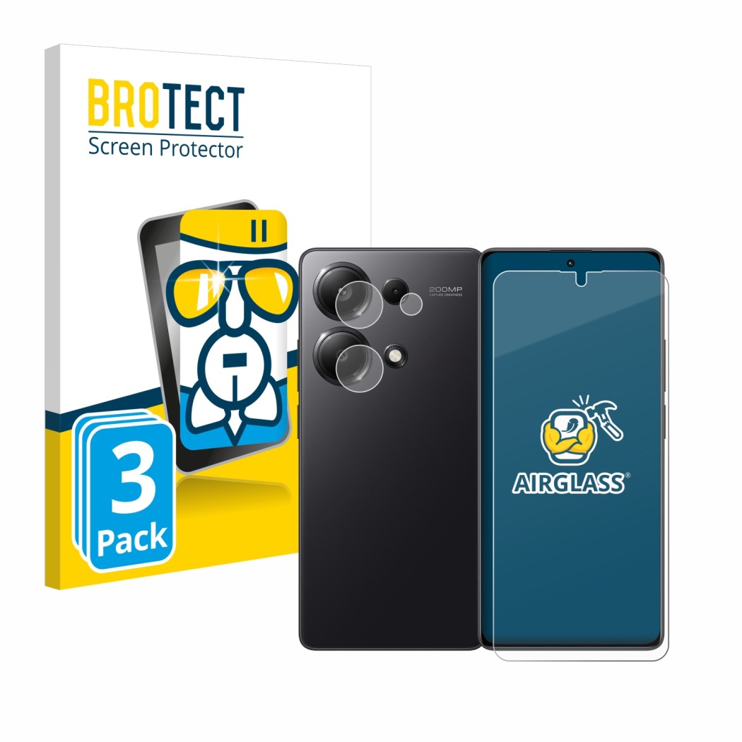 3x BROTECT AirGlass Panzerglasfolie für Xiaomi Redmi Note 13 Pro 