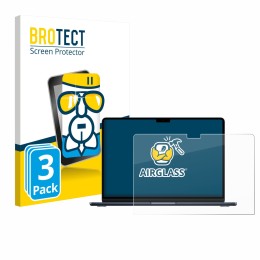 Vorderseite einer Produktverpackung mit dem Markenlogo BROTECT. Daneben ist das Gerät Apple MacBook Air 13