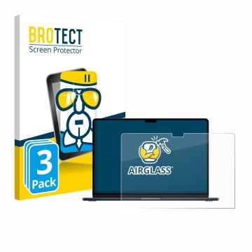 Vorderseite einer Produktverpackung mit dem Markenlogo BROTECT. Daneben ist das Gerät Apple MacBook Air 15