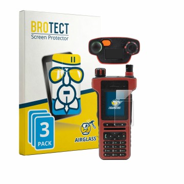 Parte frontale di una confezione del prodotto con il logo del marchio BROTECT. Accanto è raffigurato il dispositivo Motorola M
