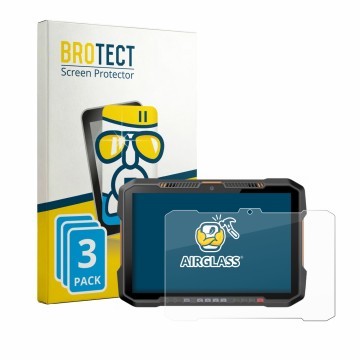 Vorderseite einer Produktverpackung mit dem Markenlogo BROTECT. Daneben ist das Gerät Newland Speedata SD100 Orion Plus mit de