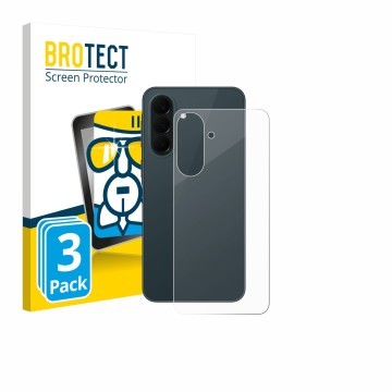 Vorderseite einer Produktverpackung mit dem Markenlogo BROTECT. Daneben ist das Gerät Samsung Galaxy A37 5G (Rückseite) mit de