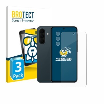 Front side of a product packaging with the brand logo BROTECT. Next to it is the device Samsung Galaxy A37 5G (Front+Camera) s