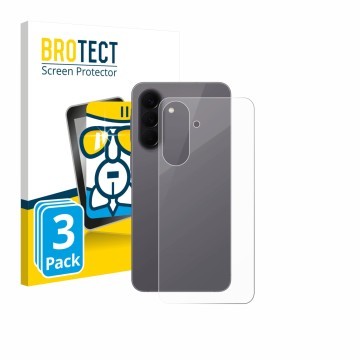 Parte frontal de un envase de producto con el logotipo de la marca BROTECT. Al lado se muestra el dispositivo Samsung Galaxy A