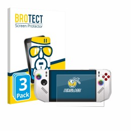 Face avant d’un emballage produit avec le logo de la marque BROTECT. À côté, l’appareil MSI Claw A8 BZ2EM est représenté avec 