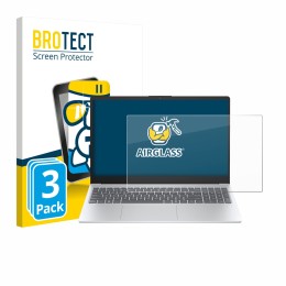 Parte frontal de un envase de producto con el logotipo de la marca BROTECT. Al lado se muestra el dispositivo HP OmniBook 3 15