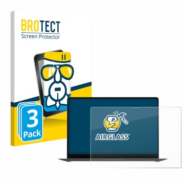 Front side of a product packaging with the brand logo BROTECT. Next to it is the device Samsung Galaxy Book6 Pro 16