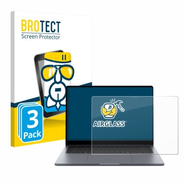 Front side of a product packaging with the brand logo BROTECT. Next to it is the device Samsung Galaxy Book6 Ultra 16