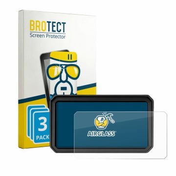 Front side of a product packaging with the brand logo BROTECT. Next to it is the device WonVon Motorrad Carplay 7