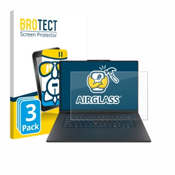 Vorderseite einer Produktverpackung mit dem Markenlogo BROTECT. Daneben ist das Gerät Lenovo ThinkPad P1 Gen 8 16