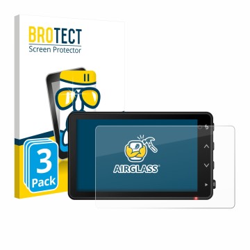 Front side of a product packaging with the brand logo BROTECT. Next to it is the device Garmin Catalyst 2 shown with the corre