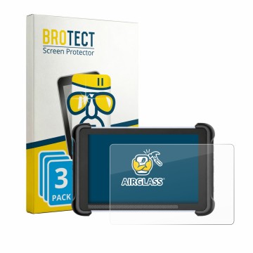 Vorderseite einer Produktverpackung mit dem Markenlogo BROTECT. Daneben ist das Gerät MUCAR 892BT mit dem zugehörigen Displays