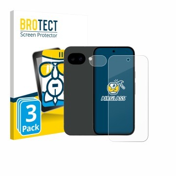 Parte frontale di una confezione del prodotto con il logo del marchio BROTECT. Accanto è raffigurato il dispositivo Google Pix