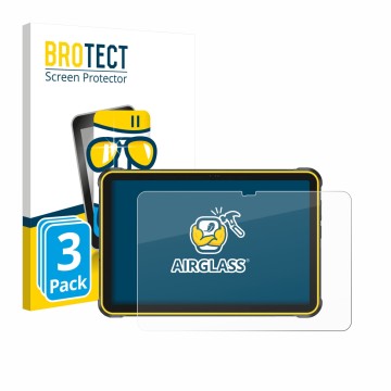 Parte frontal de un envase de producto con el logotipo de la marca BROTECT. Al lado se muestra el dispositivo Ulefone RugKing 