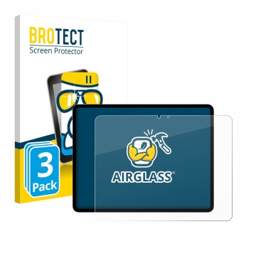 Parte frontal de un envase de producto con el logotipo de la marca BROTECT. Al lado se muestra el dispositivo Apple iPad Air 1