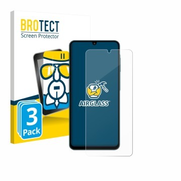 Vorderseite einer Produktverpackung mit dem Markenlogo BROTECT. Daneben ist das Gerät Samsung Galaxy F07 mit dem zugehörigen D