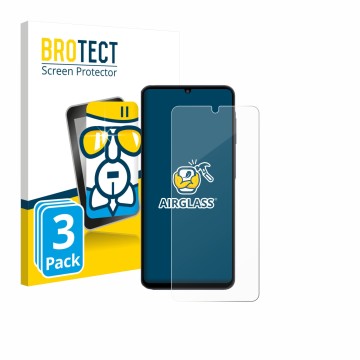 Vorderseite einer Produktverpackung mit dem Markenlogo BROTECT. Daneben ist das Gerät Samsung Galaxy M07 mit dem zugehörigen D