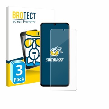 Vorderseite einer Produktverpackung mit dem Markenlogo BROTECT. Daneben ist das Gerät Huawei Nova Y71 mit dem zugehörigen Disp