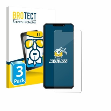 Vorderseite einer Produktverpackung mit dem Markenlogo BROTECT. Daneben ist das Gerät Huawei Enjoy 60X mit dem zugehörigen Dis