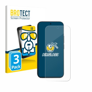 Parte frontal de un envase de producto con el logotipo de la marca BROTECT. Al lado se muestra el dispositivo Vivo V70 con su 