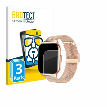 Face avant d’un emballage produit avec le logo de la marque BROTECT. À côté, l’appareil APAUK Smartwatch 2.01